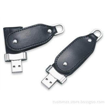 White Leather USB Flash Drive USB 2.0 With Logo Embossment